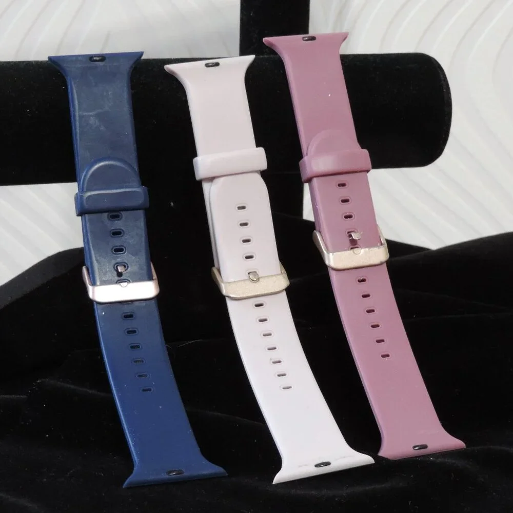 HEYDAY Three (3) Silicone Smartwatch bands Navy Pink Lavender